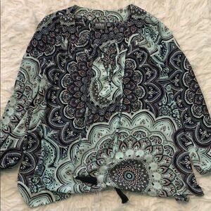 Long Sleeve Patterned Blouse